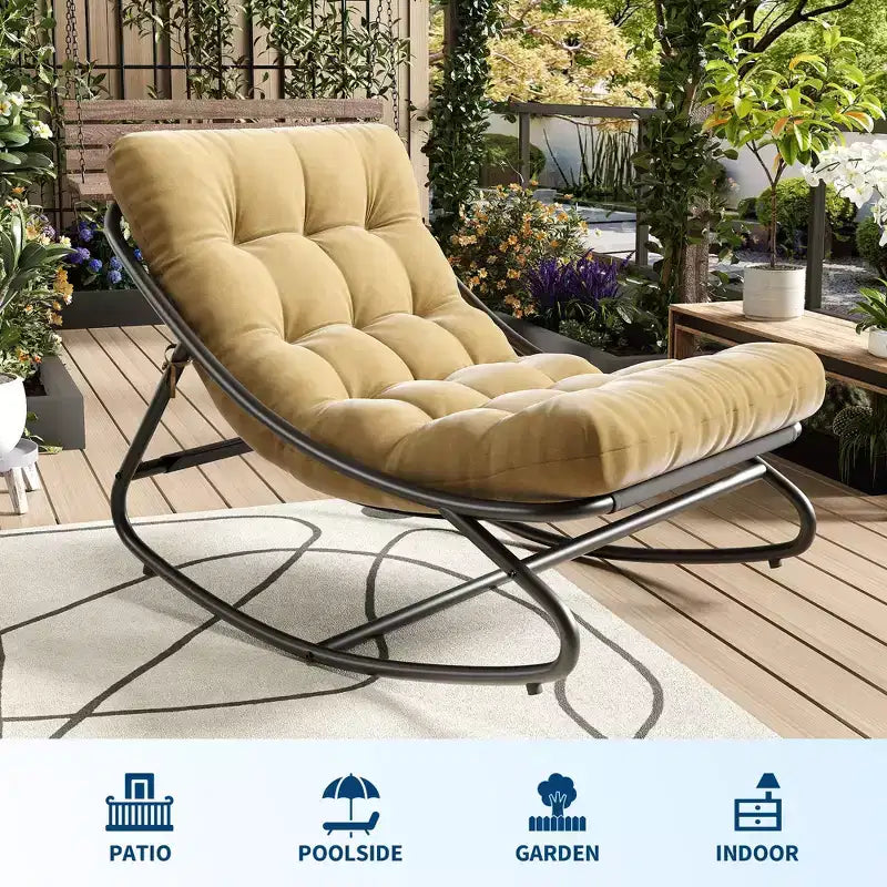 Fauteuil à bascule moderne pour adultes, fauteuil œuf surdimensionné avec inclinaison réglable et coussin amovible, fauteuil à bascule rembourré pour salon, terrasse