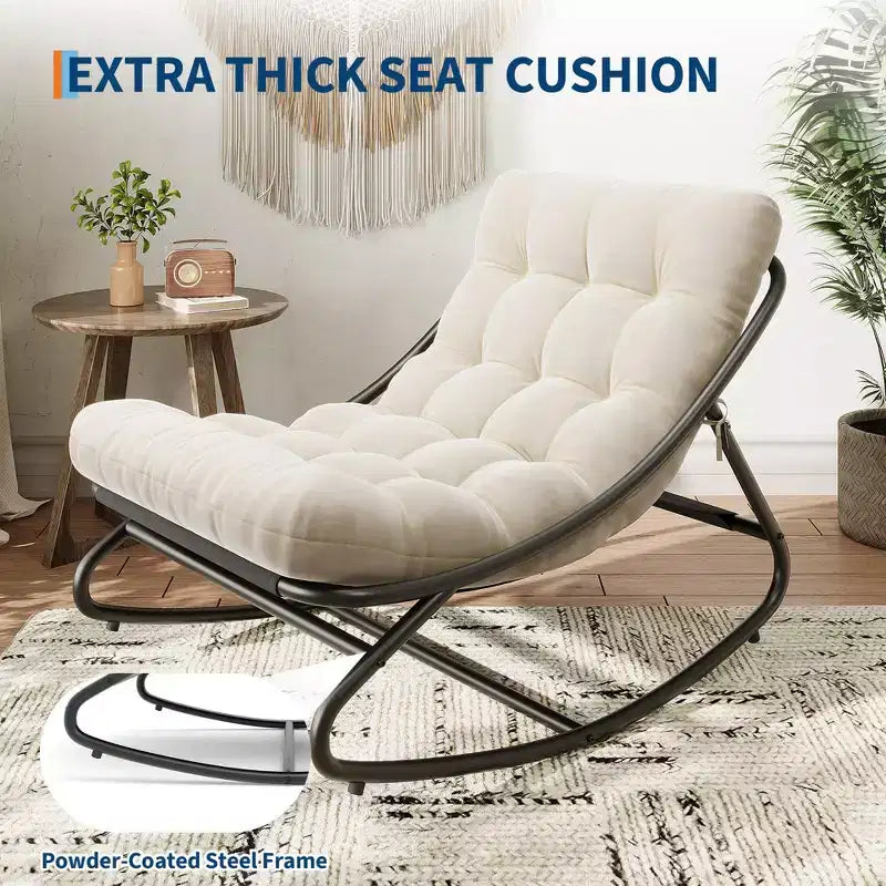 Fauteuil à bascule moderne pour adultes, fauteuil œuf surdimensionné avec inclinaison réglable et coussin amovible, fauteuil à bascule rembourré pour salon, terrasse