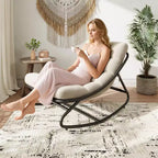 Fauteuil à bascule moderne pour adultes, fauteuil œuf surdimensionné avec inclinaison réglable et coussin amovible, fauteuil à bascule rembourré pour salon, terrasse