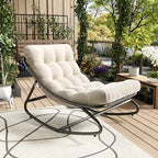 Fauteuil à bascule moderne pour adultes, fauteuil œuf surdimensionné avec inclinaison réglable et coussin amovible, fauteuil à bascule rembourré pour salon, terrasse