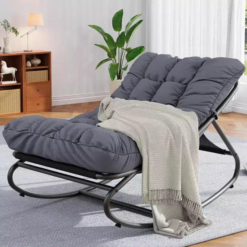 Fauteuil à bascule moderne pour adultes, fauteuil œuf surdimensionné avec inclinaison réglable et coussin amovible, fauteuil à bascule rembourré pour salon, terrasse