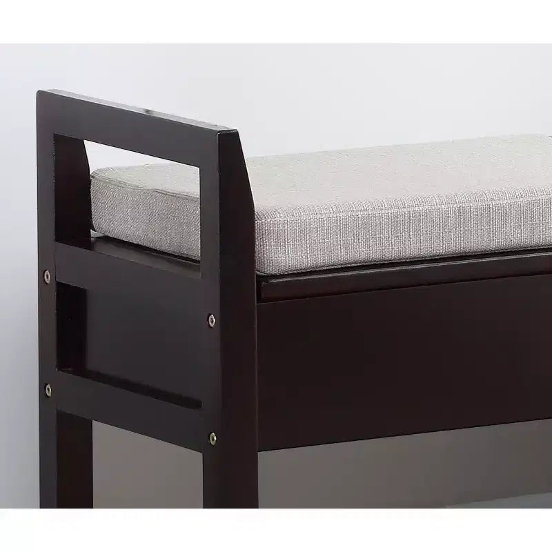 Banc à chaussures de rangement avec coussin, Organisateur d'entrée en bois, Espresso