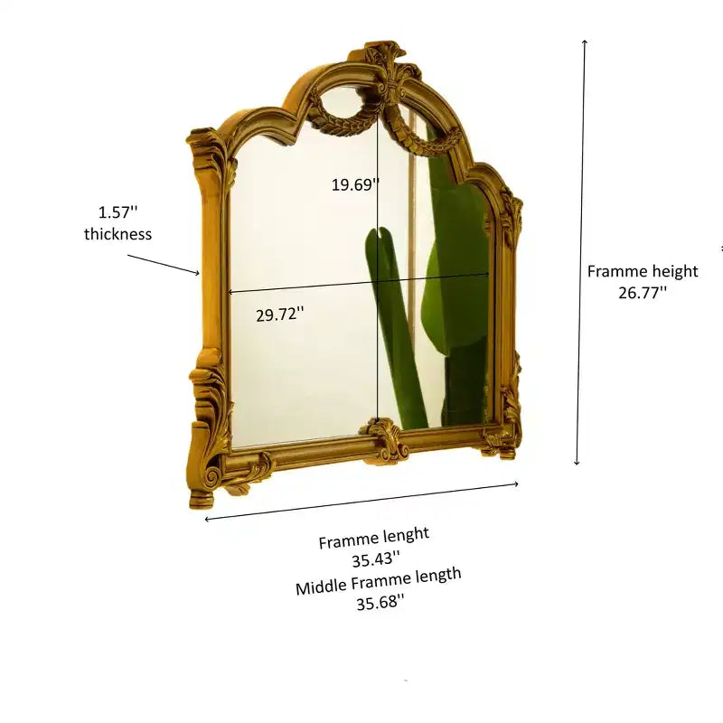 Miroir mural décoratif baroque revival en faux cuir irrégulier avec lumière réglable en 3 couleurs