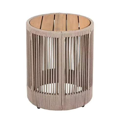 1 Table d'appoint moderne rustique, table d'appoint en bois d'acacia et corde pour salon, chambre, patio