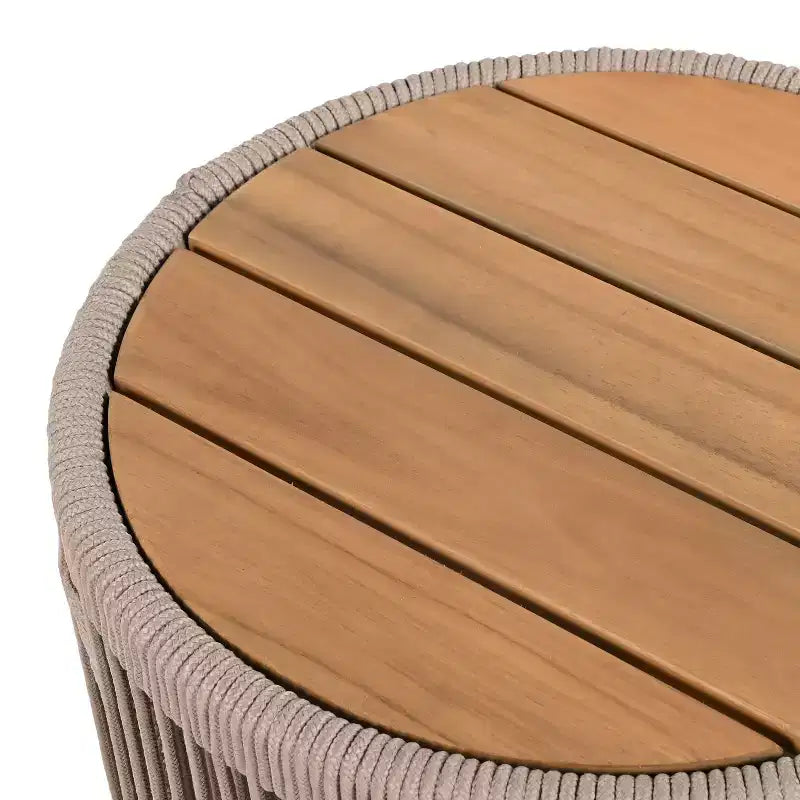 1 Table d'appoint moderne rustique, table d'appoint en bois d'acacia et corde pour salon, chambre, patio