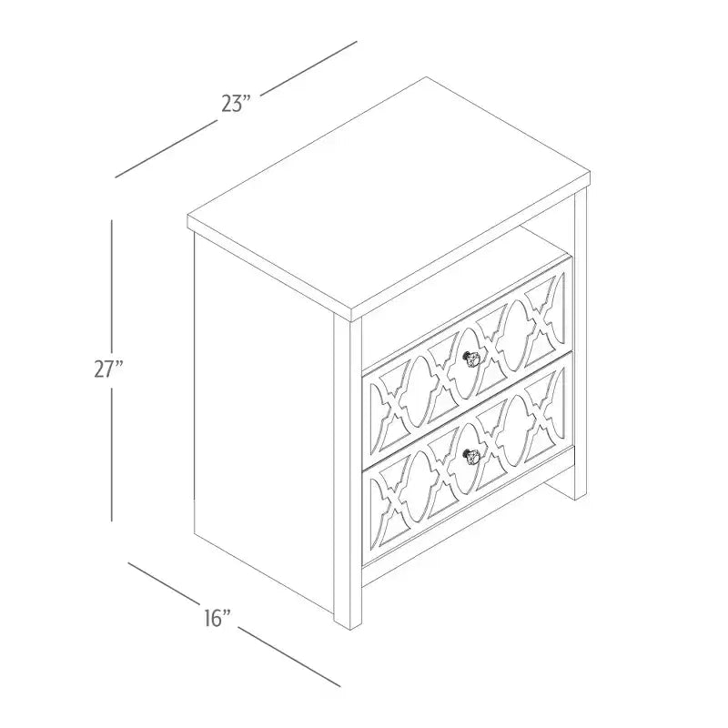 Table de chevet à 2 tiroirs avec étagère ouverte 22,8 L 15,7 P 26,8 H