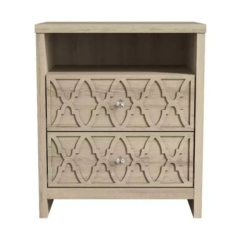 Table de chevet à 2 tiroirs avec étagère ouverte 22,8 L 15,7 P 26,8 H
