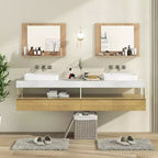 Miroir de salle de bain avec étagère 23,5 x 17,5 Cadre en bois rectangulaire Miroir de courtoisie