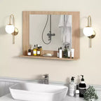 Miroir de salle de bain avec étagère 23,5 x 17,5 Cadre en bois rectangulaire Miroir de courtoisie