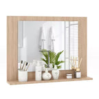 Miroir de salle de bain avec étagère 23,5 x 17,5 Cadre en bois rectangulaire Miroir de courtoisie