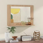 Miroir de salle de bain avec étagère 23,5 x 17,5 Cadre en bois rectangulaire Miroir de courtoisie