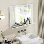 Miroir de salle de bain avec étagère 23,5 x 17,5 Cadre en bois rectangulaire Miroir de courtoisie