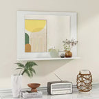 Miroir de salle de bain avec étagère 23,5 x 17,5 Cadre en bois rectangulaire Miroir de courtoisie