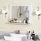 Miroir de salle de bain avec étagère 23,5 x 17,5 Cadre en bois rectangulaire Miroir de courtoisie