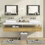 Miroir de salle de bain avec étagère 23,5 x 17,5 Cadre en bois rectangulaire Miroir de courtoisie