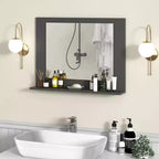 Miroir de salle de bain avec étagère 23,5 x 17,5 Cadre en bois rectangulaire Miroir de courtoisie