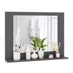Miroir de salle de bain avec étagère 23,5 x 17,5 Cadre en bois rectangulaire Miroir de courtoisie