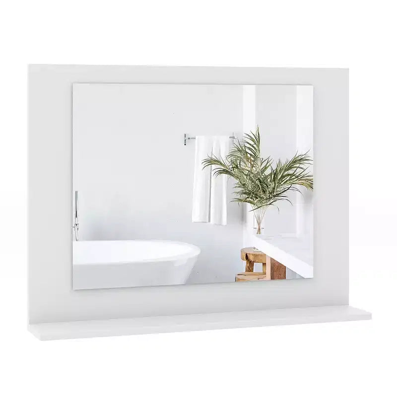 Miroir de salle de bain avec étagère 23,5 x 17,5 Cadre en bois rectangulaire Miroir de courtoisie
