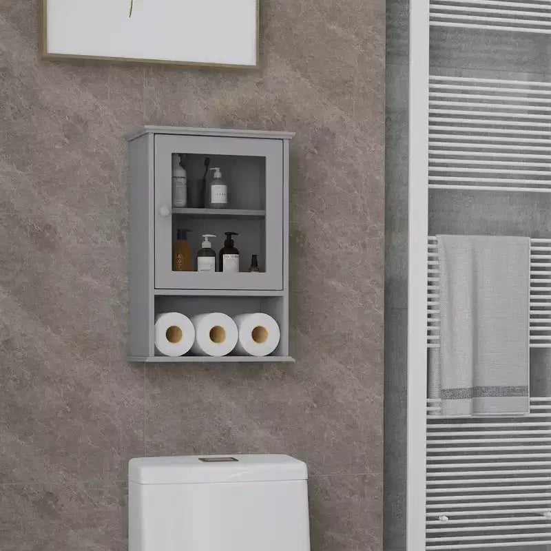Meuble de Rangement Mural pour Salle de Bain Armoire à Pharmacie Suspendue avec Étagère Réglable