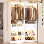 Ensemble de placard autoportant de 50 pouces avec tiroirs en bois, organisateur de placard avec étagère à chaussures et rangements cubiques