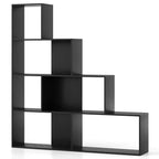 Bibliothèque à 4 niveaux avec 6 cubes de rangement, 162 cm de haut, moderne et géométrique en forme d'escalier