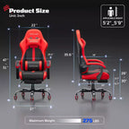 Chaises de jeu ergonomiques de base pour adultes, chaises de bureau en cuir PU avec soutien lombaire, coussin à ressorts ensachés et repose-pieds rétractable