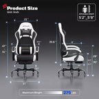 Chaises de jeu ergonomiques de base pour adultes, chaises de bureau en cuir PU avec soutien lombaire, coussin à ressorts ensachés et repose-pieds rétractable