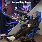 Chaises de jeu ergonomiques de base pour adultes, chaises de bureau en cuir PU avec soutien lombaire, coussin à ressorts ensachés et repose-pieds rétractable