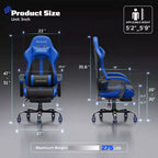 Chaises de jeu ergonomiques de base pour adultes, chaises de bureau en cuir PU avec soutien lombaire, coussin à ressorts ensachés et repose-pieds rétractable