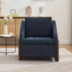 Fauteuil en chenille, accoudoirs en bois, assise rembourrée, salon chambre, beige