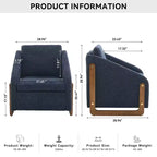 Fauteuil en chenille, accoudoirs en bois, assise rembourrée, salon chambre, beige