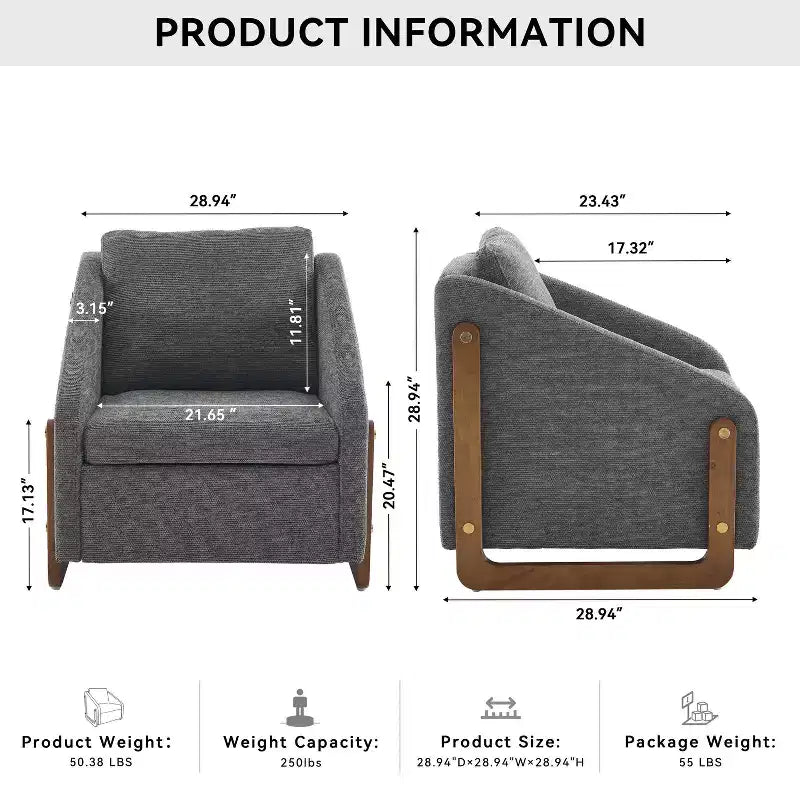 Fauteuil en chenille, accoudoirs en bois, assise rembourrée, salon chambre, beige