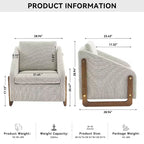 Fauteuil en chenille, accoudoirs en bois, assise rembourrée, salon chambre, beige