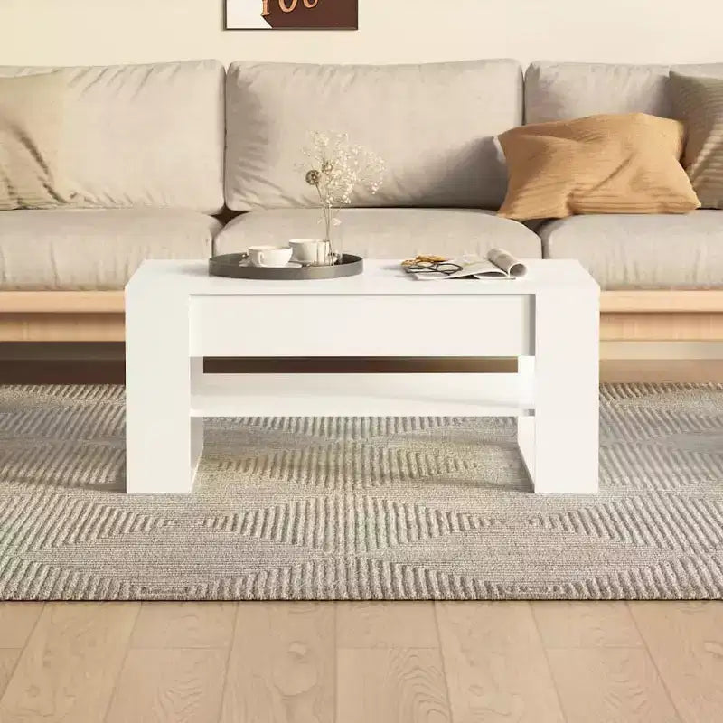 Table basse en bois d'ingénierie blanc Table basse moyenne