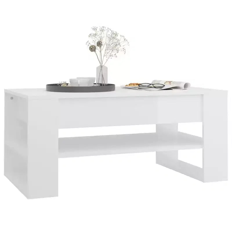 Table basse en bois d'ingénierie blanc Table basse moyenne