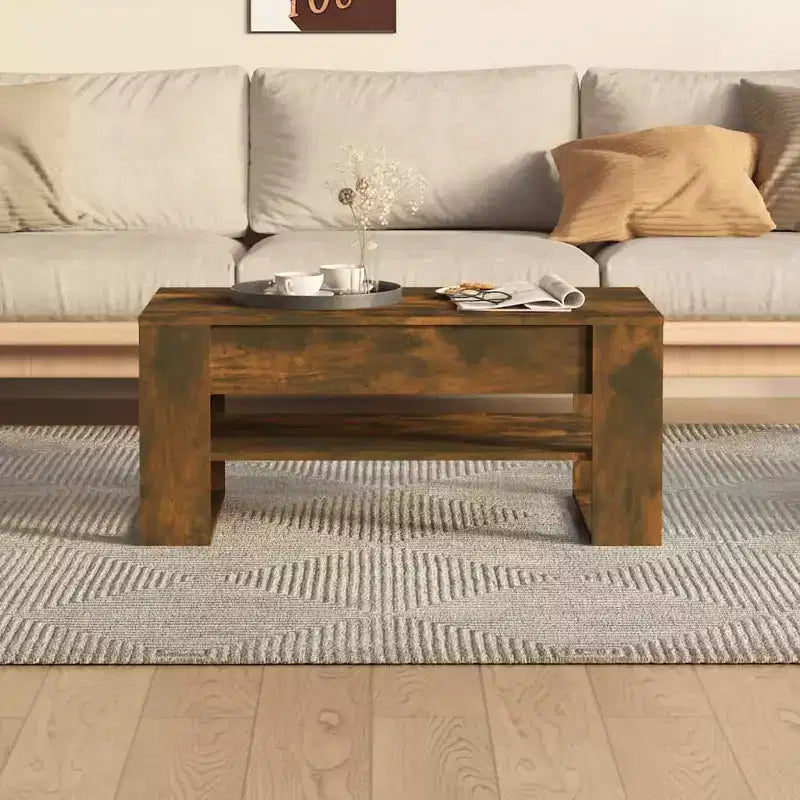 Table basse en bois d'ingénierie blanc Table basse moyenne