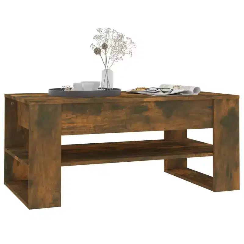 Table basse en bois d'ingénierie blanc Table basse moyenne