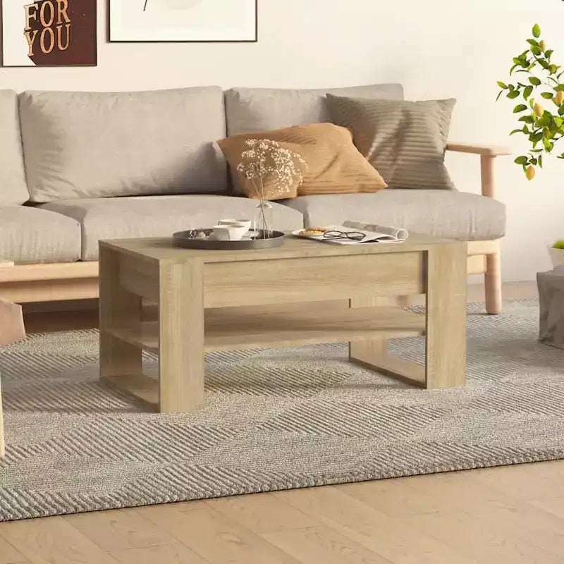 Table basse en bois d'ingénierie blanc Table basse moyenne