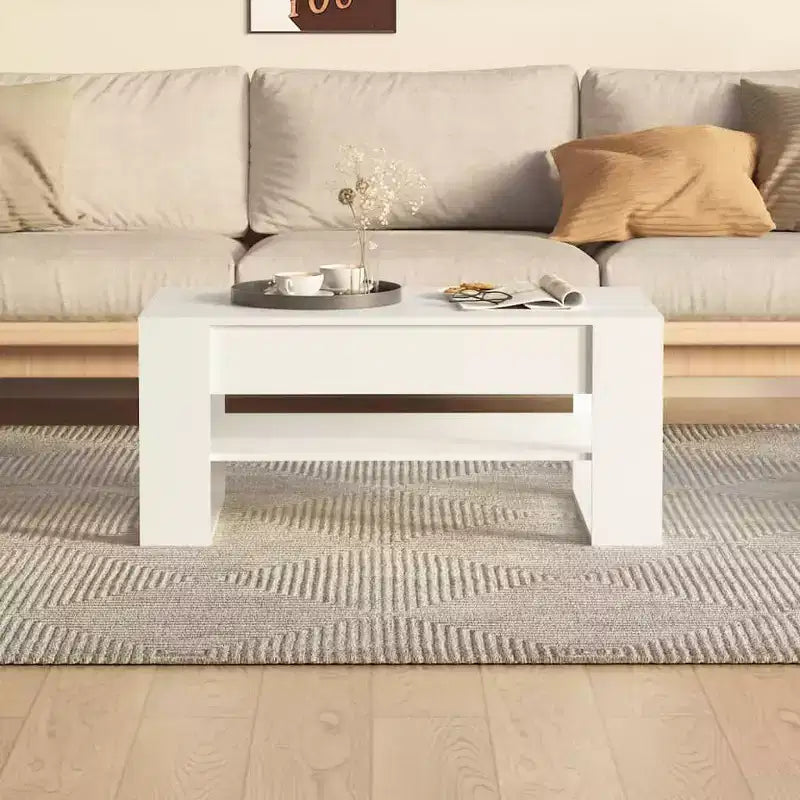Table basse en bois d'ingénierie blanc Table basse moyenne