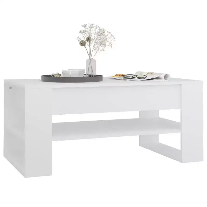 Table basse en bois d'ingénierie blanc Table basse moyenne