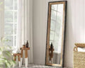 16x48 Leaner Floor Mirror Full Length Large Rustic Standing Leaning Hanging Wood and Metal Long Farmhouse Wall Mirror Brown