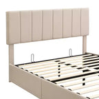 Lit plateforme capitonné Queen Size avec vérin hydraulique et rangement