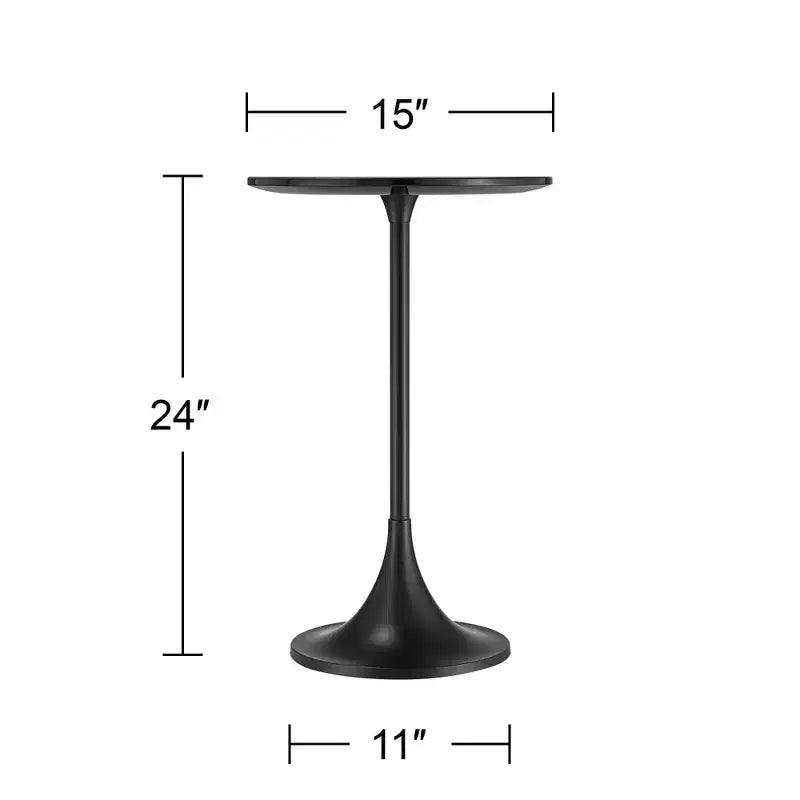 Table d'appoint en marbre noir avec base noire