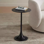 Table d'appoint en marbre noir avec base noire