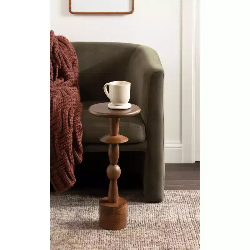 Table d'appoint, 9x9x22, Noyer brun