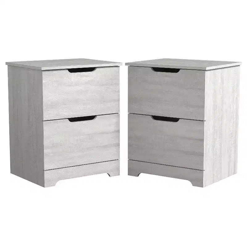 Tables de chevet à 2 tiroirs (lot de 2) avec poignées découpées 47,5 cm (L) x 39,9 cm (P) x 60,2 cm (H)