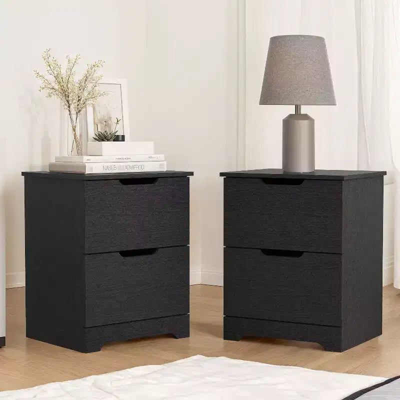 Tables de chevet à 2 tiroirs (lot de 2) avec poignées découpées 47,5 cm (L) x 39,9 cm (P) x 60,2 cm (H)