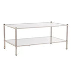 Table basse rectangulaire miroir en métal et miroir argenté 43
