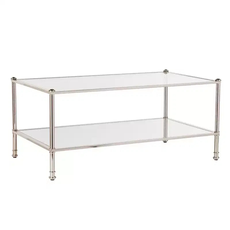Table basse rectangulaire miroir en métal et miroir argenté 43