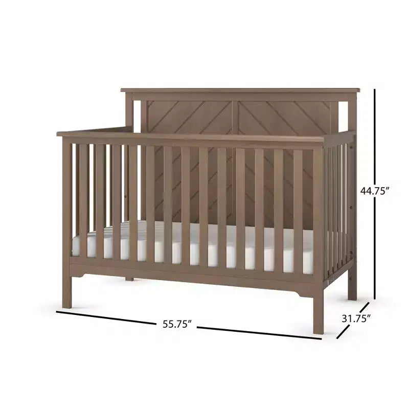 Lit de bébé convertible 4 en 1, se transforme en lit de jour, en lit de tout-petit et en lit double, 3 positions de matelas, finition sécuritaire pour bébé